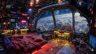 🎵 Sleeping in Orbit: Earth View from Spaceship Bedroom | Space Ambient music | 4K | 10 hrs