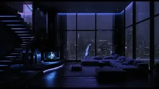Luxury Living Room Rain & Fireplace Sounds 🔥💦 | Night Ambience for Stress Relief and Meditation