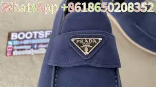 Unboxing Prada Blue Suede Loafers &ndash; Iconic Triangle Logo | Luxury Elegant Slip-On Shoes? 👞🔷