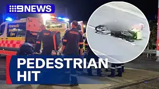 Food delivery driver and pedestrian injured in crash | 9 News Australia
