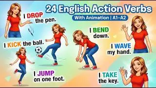24 Action Verbs in English for Beginners (A1&ndash;A2) | Learn English with Animation part 2