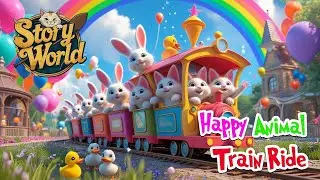 Happy Animal Train Ride 🚂🌈 | Fun Cartoon for Kids | Learning Colors & Friendship