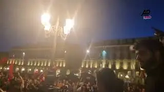 Protestors clash with police in Piazza Castello at end of Liberation Day procession