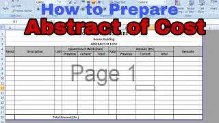 How to prepare Abstract of Cost