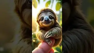 Cute sloth on finger tips and jump
