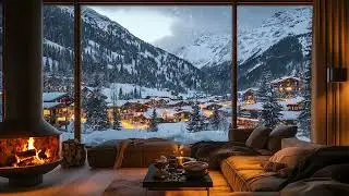 Quiet Snow Cabin Atmosphere with Cozy Fireplace and Night Snowfall Sounds for Deep Rest, Sleep