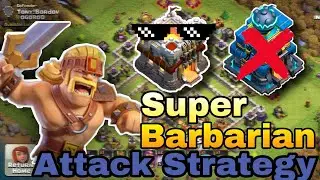 Th11 Super Barbarian Attack Strategy || Queen charge (bat)~clash of clans | super Barbarian