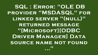 SQL : Error: 