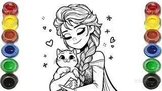 Cute Elsa Frozen Drawing for kids, Painting & Coloring for kids, Toddlers | Let's Draw Together