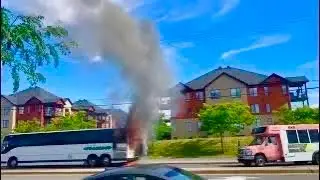 Rescue  public bus on fire in Vaudreuil-Dorion  / Quebec Canada 🇨🇦 .