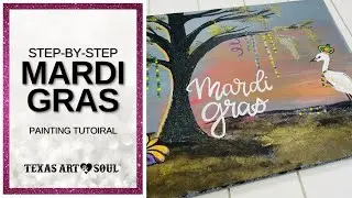 DIY Mardi Gras Landscape Painting