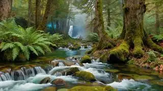Relaxing Water Stream in Deep Jungle, Beautiful Birds Singing, Forest Sounds