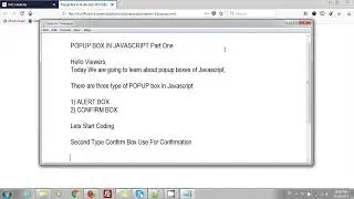 POPUP Box In Javascript part one