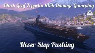 World of Warships Blitz: Black Graf Zeppelin 105k damage gameplay #2