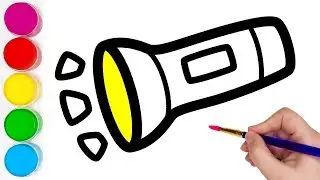 Flashlight drawing, painting and colouring for kids, toodles ideas for kids, how to draw Flashlight