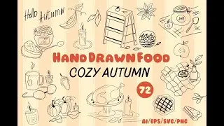 Hand Drawn Food Cozy Autumn Graphic Download