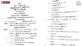 BA 1ST SEM HS FUNDAMENTALS OF NUTRITION AND HUMAN DEVELOPMENT 2023 | RMLAU