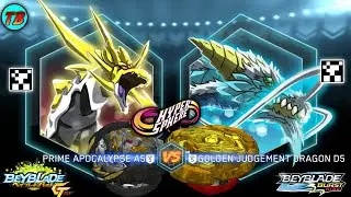 PRIME APOCALYPSE A5 VS GOLDEN JUGEMENT DRAGON D5 GAME PLAY BEYBLADE BURST APP!!