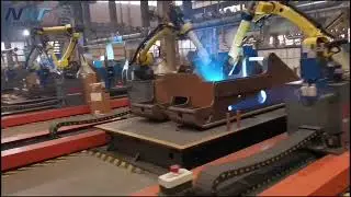 Automated welding factory by our tracks supporting Fanuc robots.