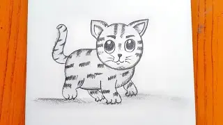 Cute Cat Drawing Simple 😺| Billi Ka Chitra Kaise Banaen | Cute Kitty Drawing Easy | How To Draw Cat