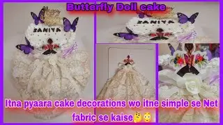 Easy paper/topper doll cake decorating ideas  princess doll cakedesigns#dollcake#butterflycake#viral