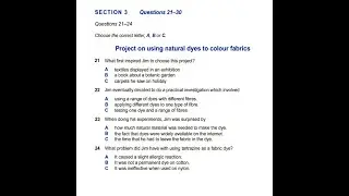 IELTS Listening Section-3(Project on using natural dyes to colour fabrics) with answers