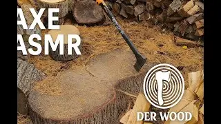 ASMR Axe Splitting and Firewood Stacking | Crunching Leaves and Natural Sounds
