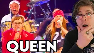 Музыкальный продюсер открывает Queen — Элтон Джон и Эксл Роуз — Bohemian Rhapsody — концерт памят...