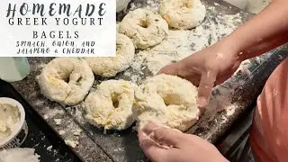 Easy Greek Yogurt Bagels | Spinach, Onion, Cheddar & Jalape&ntilde;o Recipe!