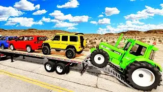 Flatbed Truck McQueen | Transportation with Truck - Pothole vs Car #31 | BeamNG.Drive Gameplay