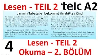 TELC A2 Almanca Sınavı Lesen Okuma Sınavı 2. Bölüm Teil 2 Okuma Parçası Leseverstehen 4. Übung
