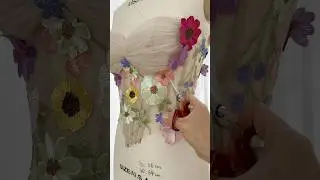Making a corset colorful appliqu&eacute; long champagne tulle dress #promdress #prom #fashion #gown #sewing