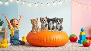 Five Silly Baby Kittens Had a Fun Jump on the Cush | Nursery Rhymes for Kids & Baby Songs