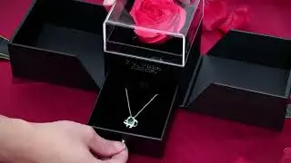 925 Silver M&ouml;bius Necklace for Women - Emerald & Diamond Jewelry Gift Set