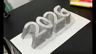 How to Draw Number 2026 - Drawing 3D 2026 Simple