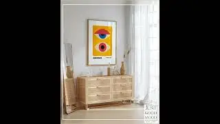 Poster Bauhaus Abstrakte Augen Kunst &middot; Geometrisches Design in Gelb, Rot, Blau &middot; Retro Mid Centur...