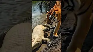 crocodile try to eat electric eel and the tiger try to eat crocodile but the eagle #animals