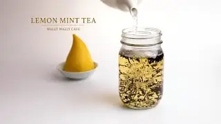 Lemon Mint Iced Tea 🍋🍃 with Floating Tea Leaves Home Cafe - 홈카페 - Relax at Home - Wally Wally Cafe
