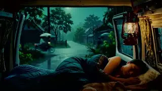 Relaxing Rain Sounds for Sleeping - 8 Hours of Warm Rain in a Cozy Camping Car