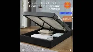 MONICA GAS LIFT QUEEN PREMIUM PU LEATHER BEDFRAME FOR CLEARANCE!!🛏️✨