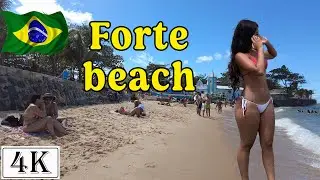 walking in Forte beach (Praia do Forte), State of Bahia, Brazil [4k]
