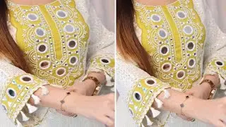 Designer dress making at home ✨️trending mirror work embroidery ✨️ neckline patch diy