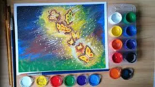 Easy Magical Butterfly Scenery Drawing & Painting tutorial Step by Step #Drawing #Painting