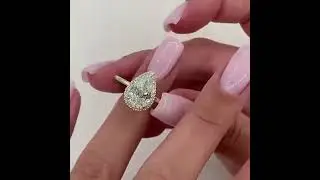 3 CT Pear Cut Lab grown Diamond Halo Engagement Rings Pave Set Diamond Wedding Rings#goldjewelry#