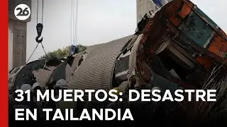 🇹🇭 HAY AL MENOS 31 MUERTOS | Cayó una grúa sobre un tren en movimiento en Tailandia