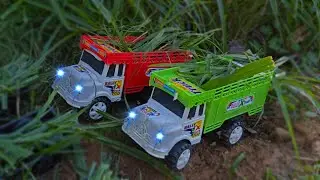 Truck and Toy Tractor Grass Transport | Grass Loading Fun | Kids Toy Aura