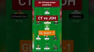 Joh vs CT dream ptlrediction team, CT vs JOH today's SA T20 2nd match #subscribe #viral#ct vs joh