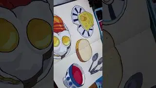 paint with me 🍳🧀🥩 howl's moving castle food illustration #art #gouache #painting #ghibli #shorts