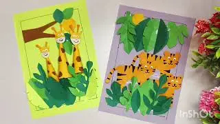 paper craft/easy paper craft/paper craft animals/how to make tiger and giraffe with paper