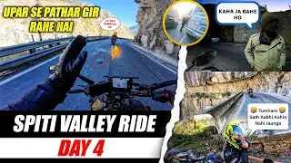 UPAR SE PATHAR GIR RAHE THE! | Spiti Valley Ride Day 4 | Extreme Cold, Danger & Friends Fight 😱
